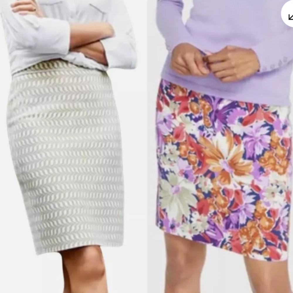 J. McLaughlin Halle Reversible Skirt Women's XS Floral Geometric Stretch Scuba